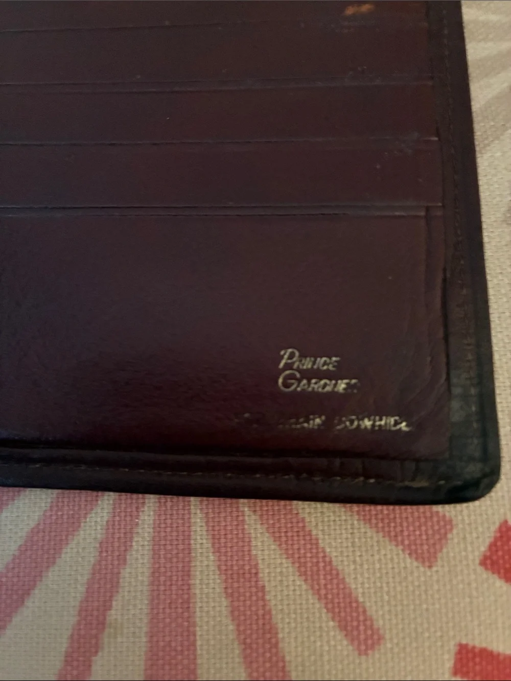 Vintage Prince Gardner Bifold Leather Wallet in Dark Brown. Minimum fading, Firm